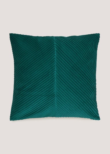 Teal Pleated Velvet Cushion (50cm x 50cm)