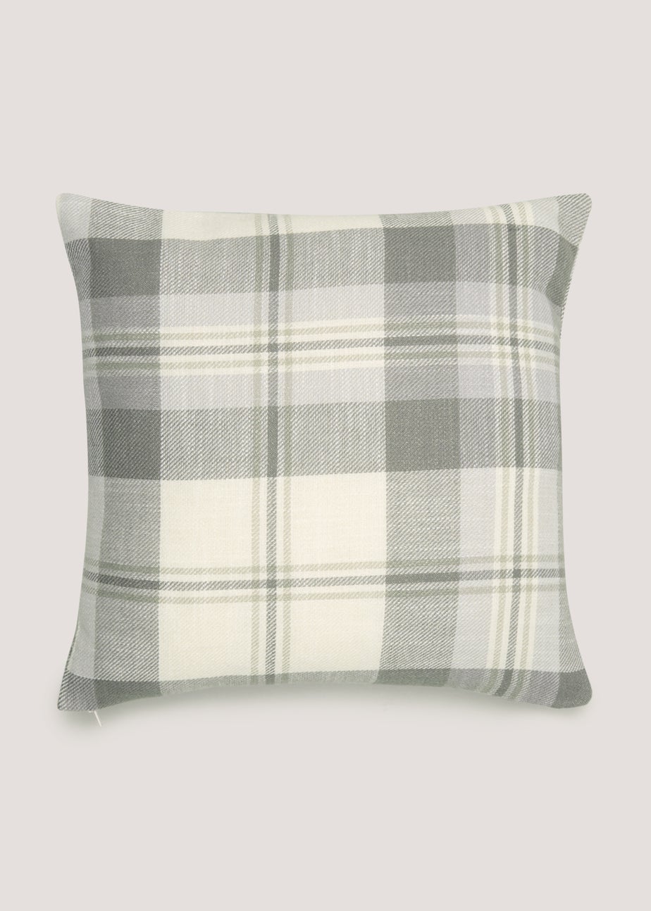 Grey Check Woven Cushion (43cm x 43cm)