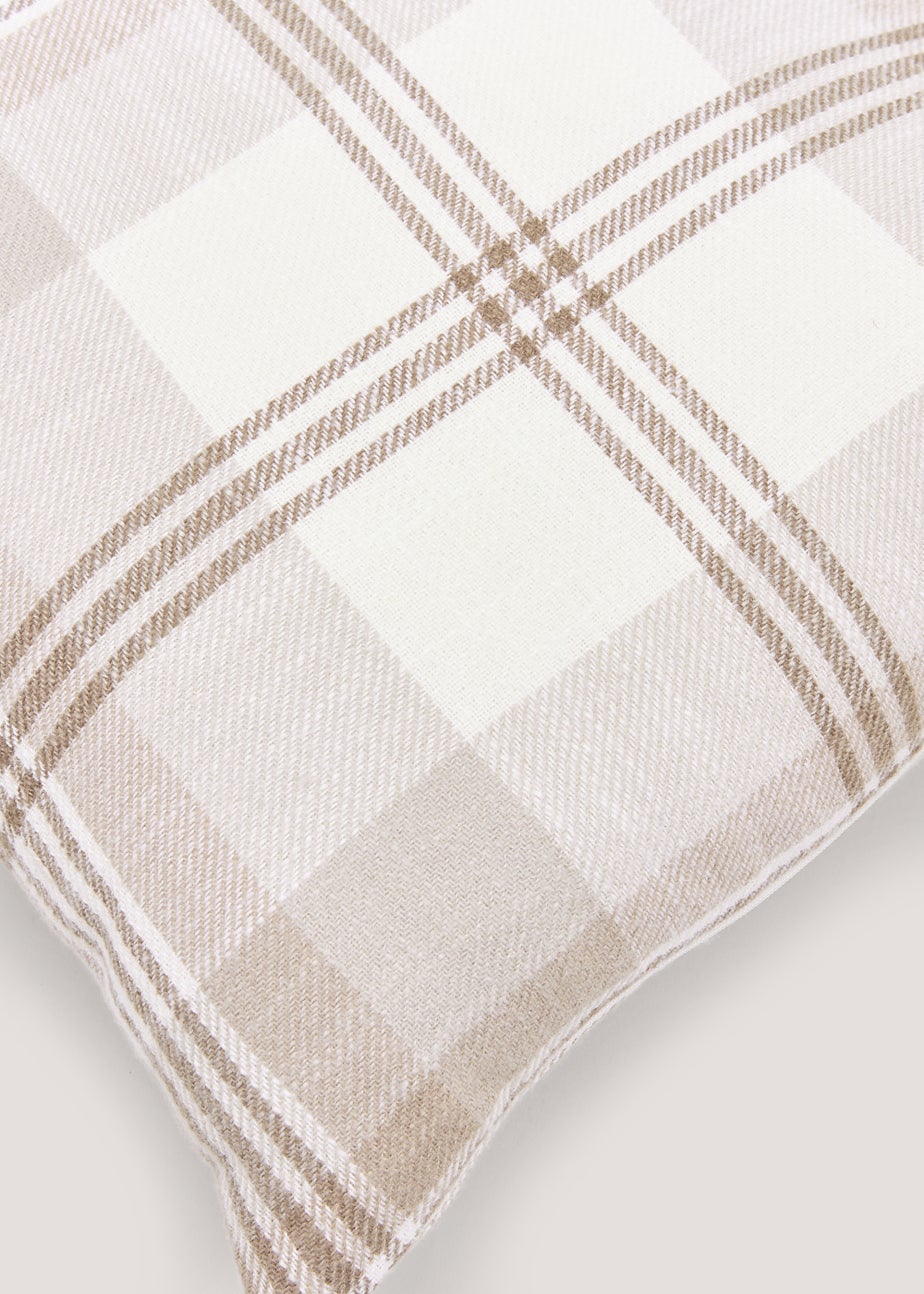 Tan Woven Check Cushion (43cm x 43cm)
