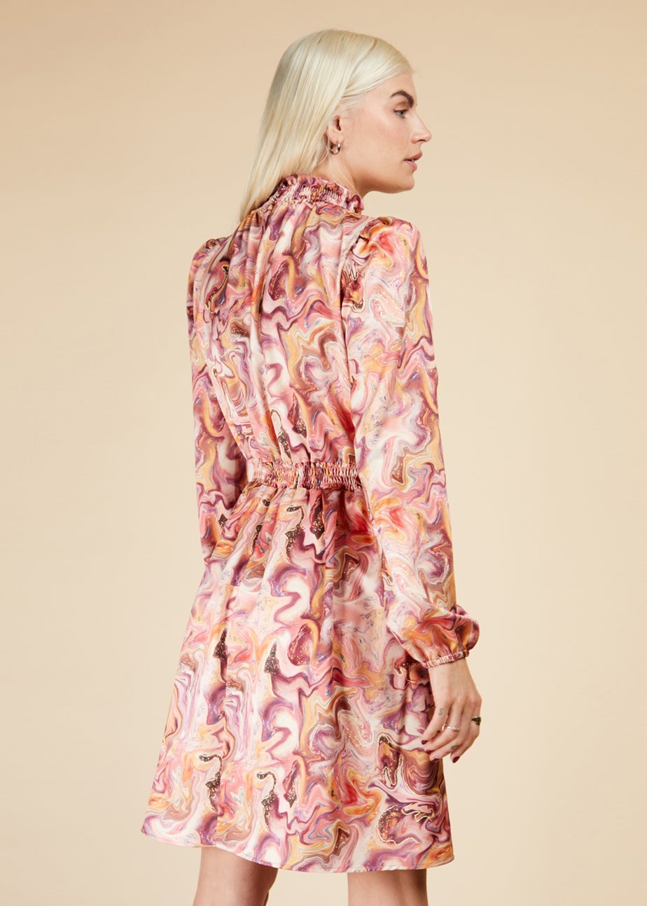 Little Mistress Multicoloured High Neck Shirred Dress