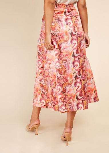 Little Mistress Marble Mock Wrap Midi Skirt