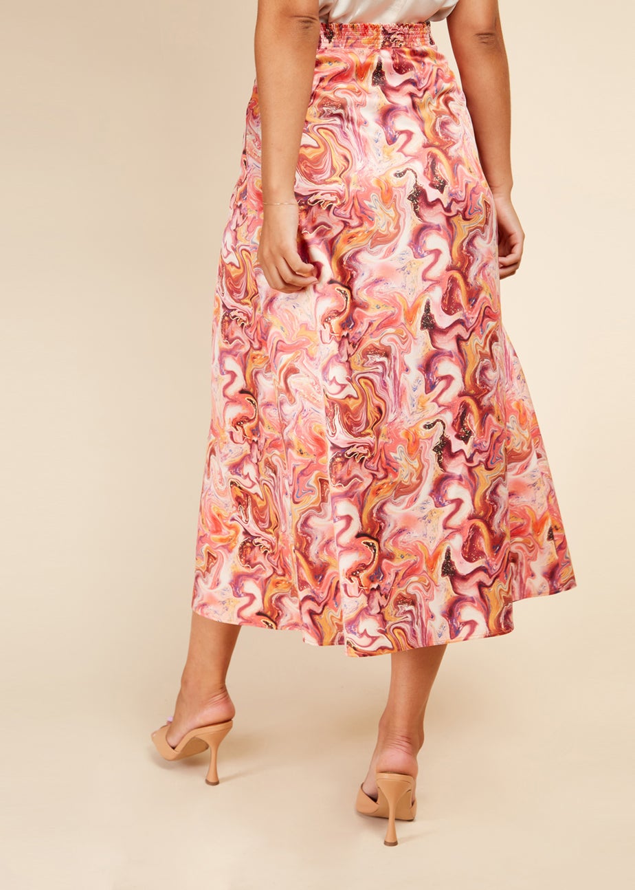 Little Mistress Marble Mock Wrap Midi Skirt