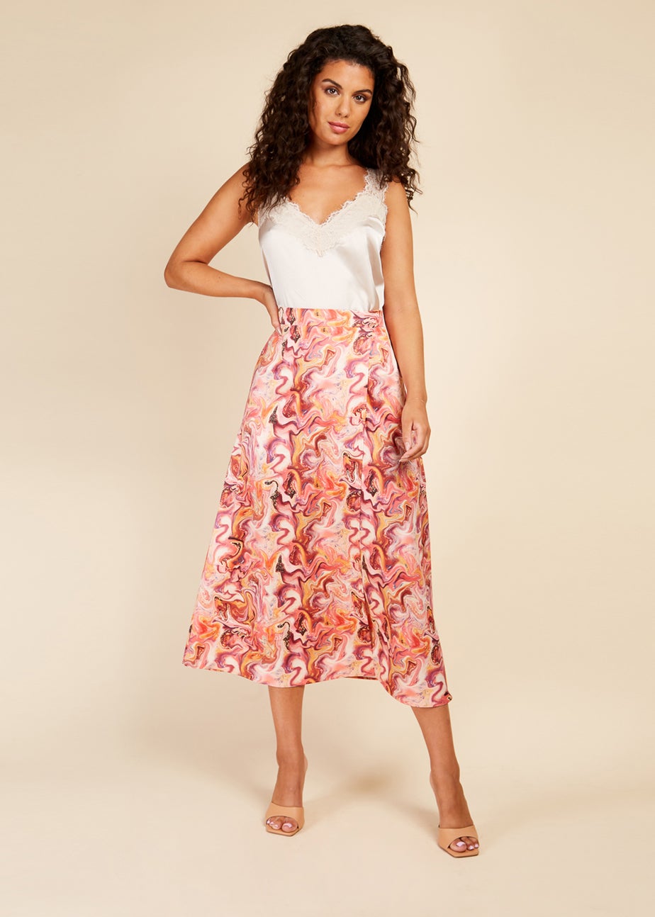 Little Mistress Marble Mock Wrap Midi Skirt