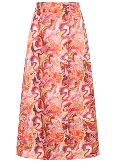 Little Mistress Marble Mock Wrap Midi Skirt