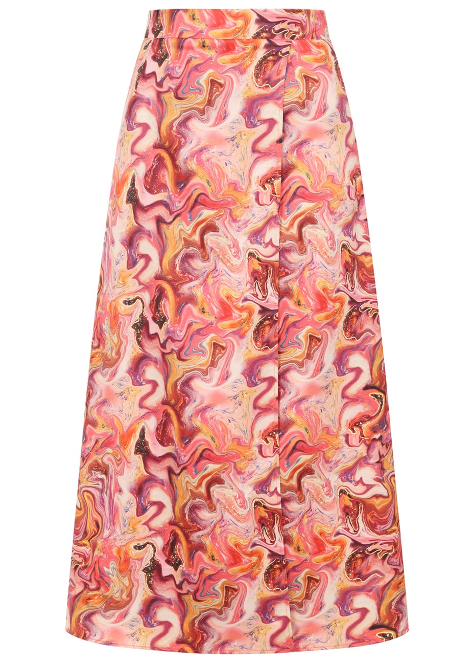 Little Mistress Marble Mock Wrap Midi Skirt