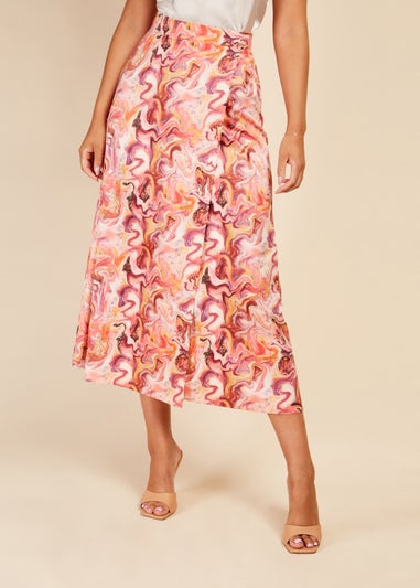 Little Mistress Marble Mock Wrap Midi Skirt