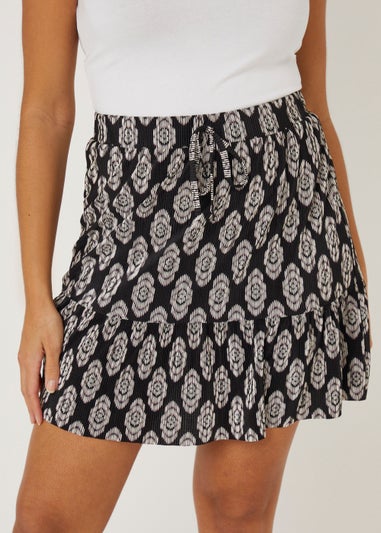 Black Plisse Mini Skirt