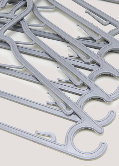 10 Pack Grey Plastic Hangers (37cm x 21cm)