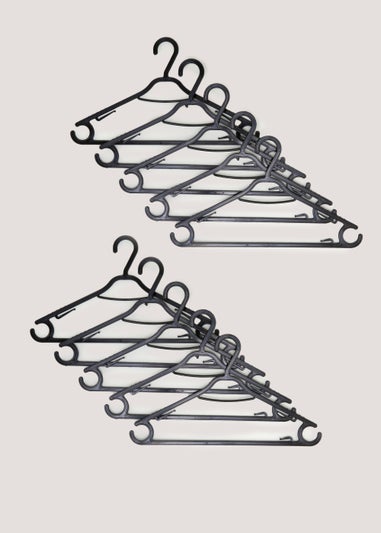 10 Pack Black Plastic Hangers (37cm x 21cm)