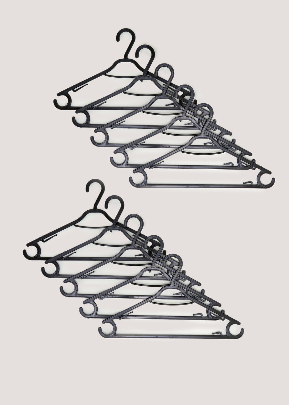 10 Pack Black Plastic Hangers (37cm x 21cm)