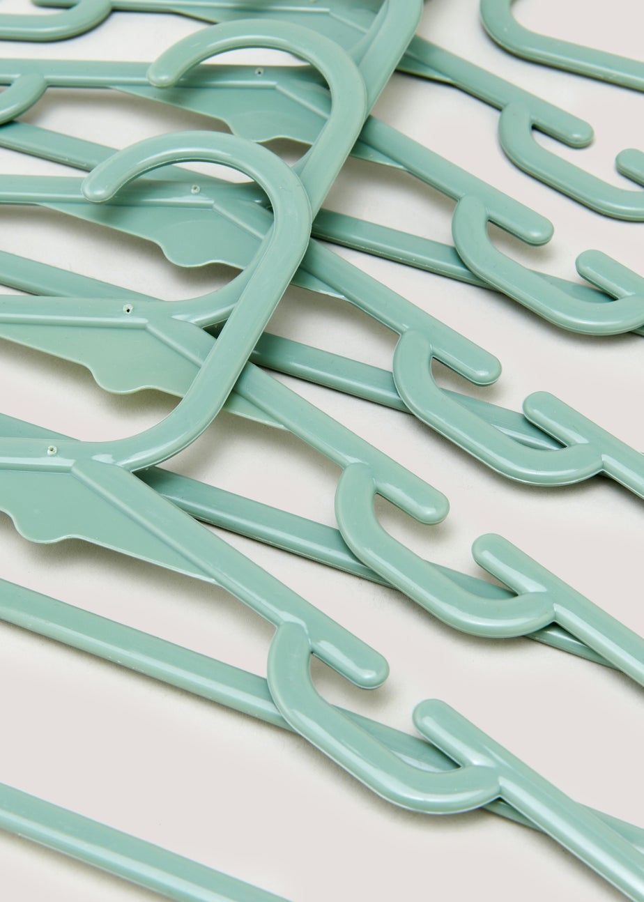 Kids 10 Pack Green Plastic Hangers (37cm x 21cm)