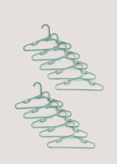 Kids 10 Pack Green Plastic Hangers (37cm x 21cm)