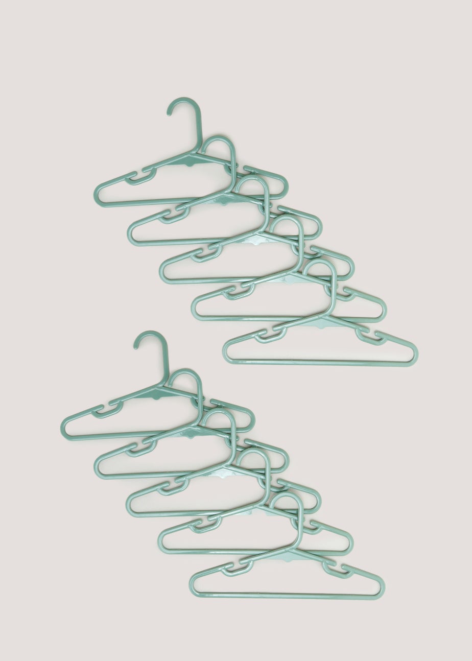 Kids 10 Pack Green Plastic Hangers (37cm x 21cm)
