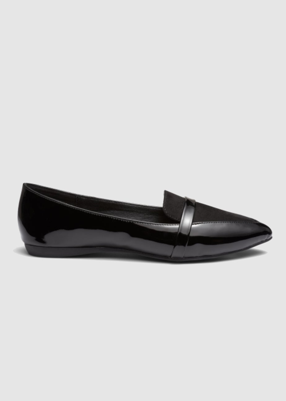 NOVO Black Patent Clarissa Point Flat Shoes
