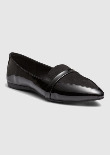 NOVO Black Patent Clarissa Point Flat Shoes