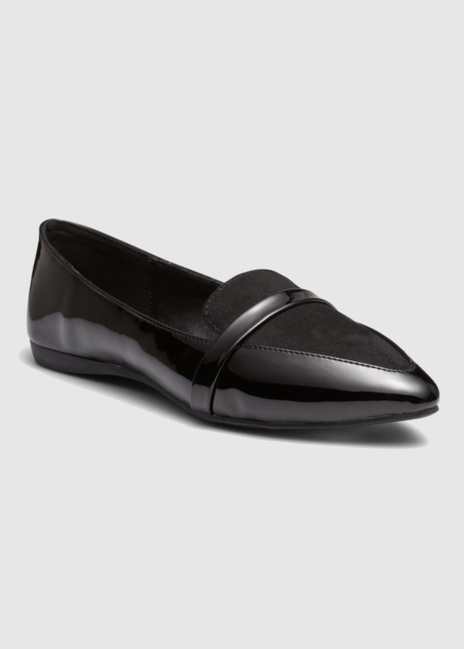 NOVO Black Patent Clarissa Point Flat Shoes