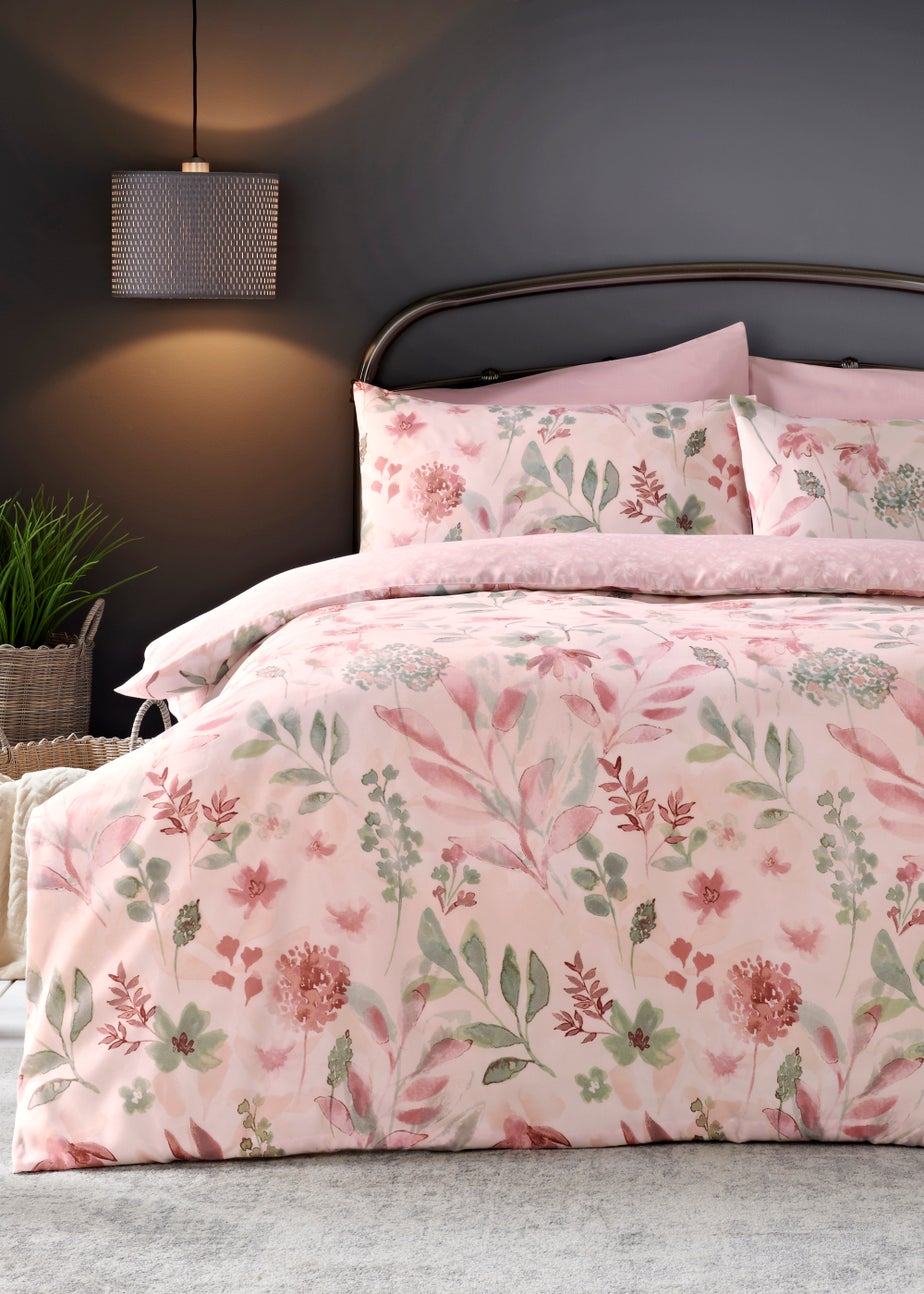 Pink Floral Reversible Duvet Set