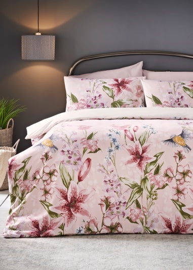 Pink Trailing Floral Reversible Duvet Set