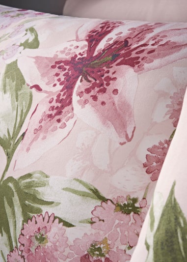 Pink Trailing Floral Reversible Duvet Set