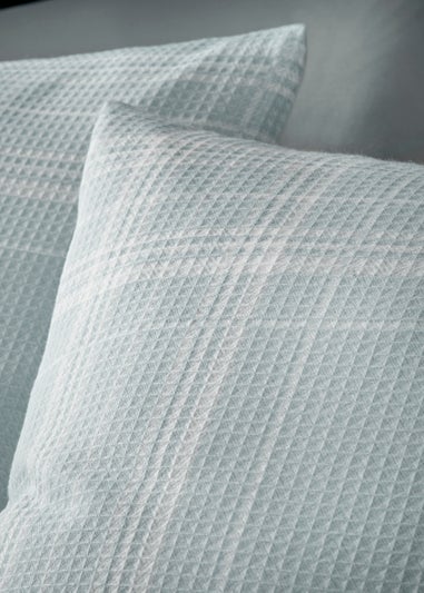 Duck Egg Check Waffle Duvet Cover