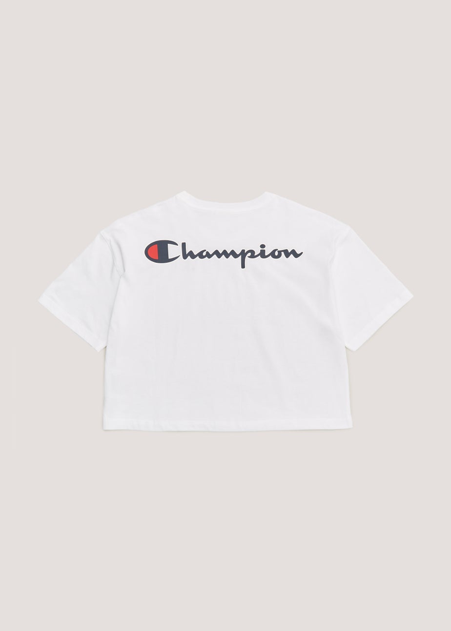 Girls Champion White Crew Neck Crop Top (Small-XXL)