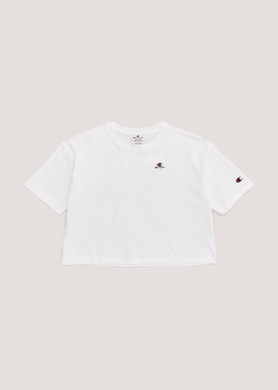 Girls Champion White Crew Neck Crop Top (Small-XXL)