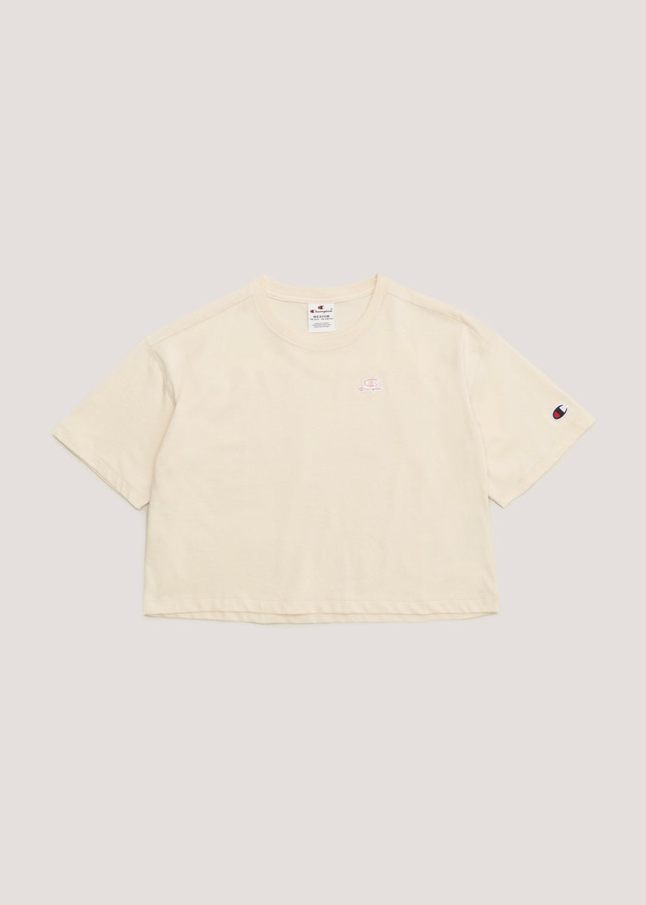 Girls Champion Ecru Crew Neck Crop Top (Small-XXL)