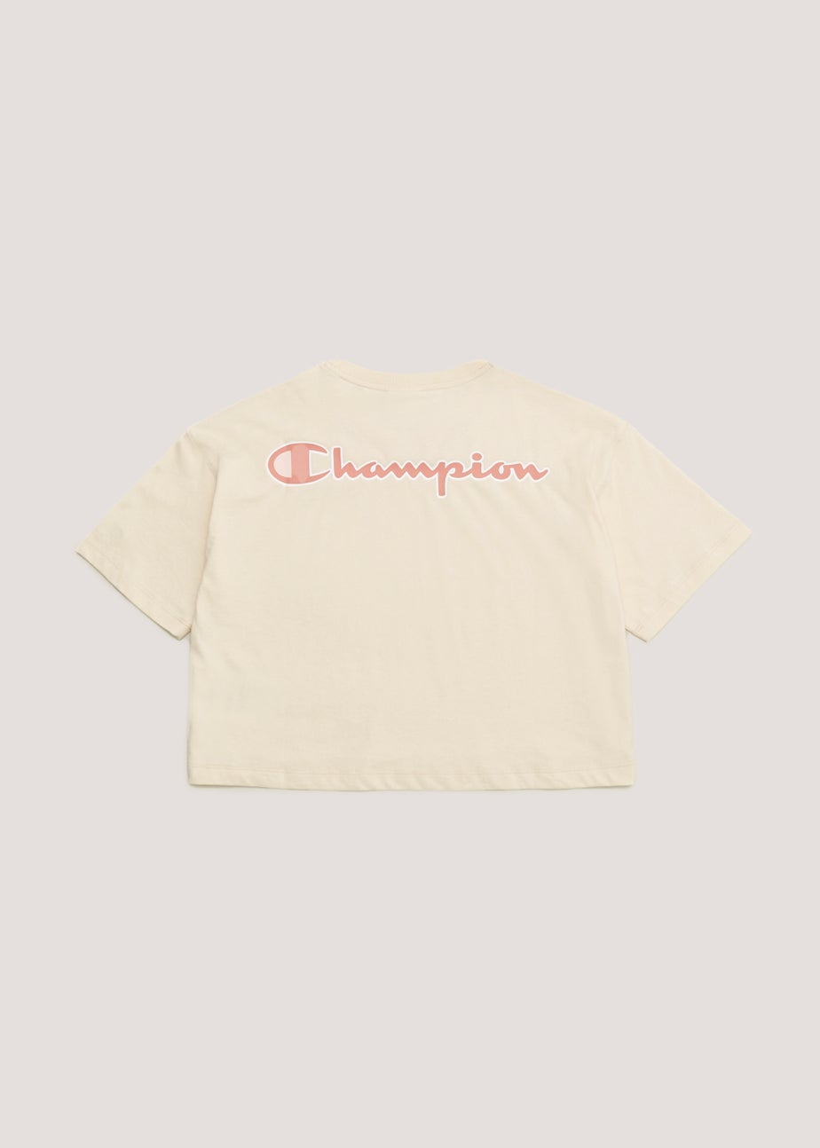 Girls Champion Ecru Crew Neck Crop Top (Small-XXL)