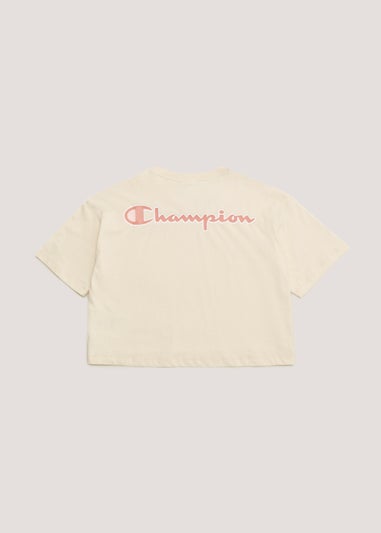 Girls Champion Ecru Crew Neck Crop Top (Small-XXL)