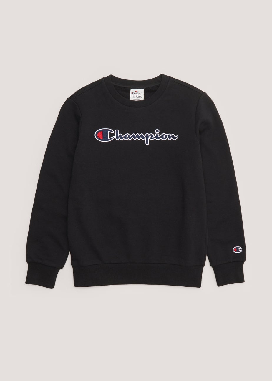 Boys Champion Black Crew Neck Sweatshirt (Small-XXL)