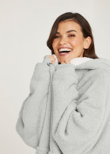 Grey Glitter Long Snuggle Hoodie (One Size)