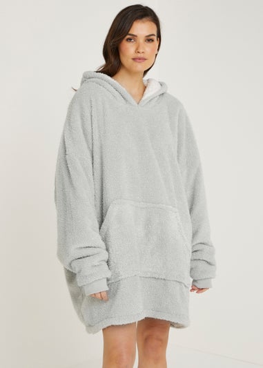 Grey Glitter Long Snuggle Hoodie (One Size)