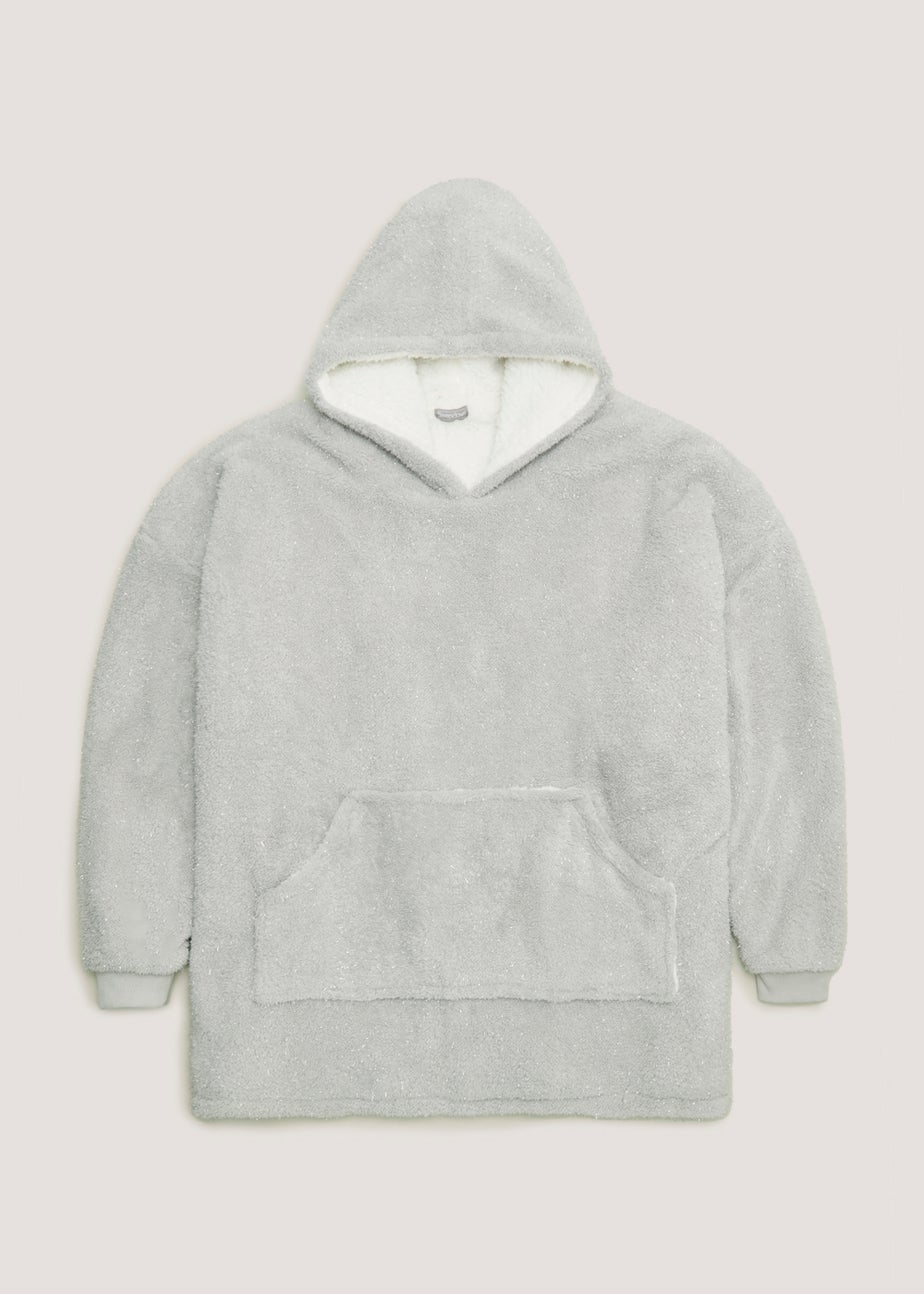 Grey Glitter Long Snuggle Hoodie (One Size)