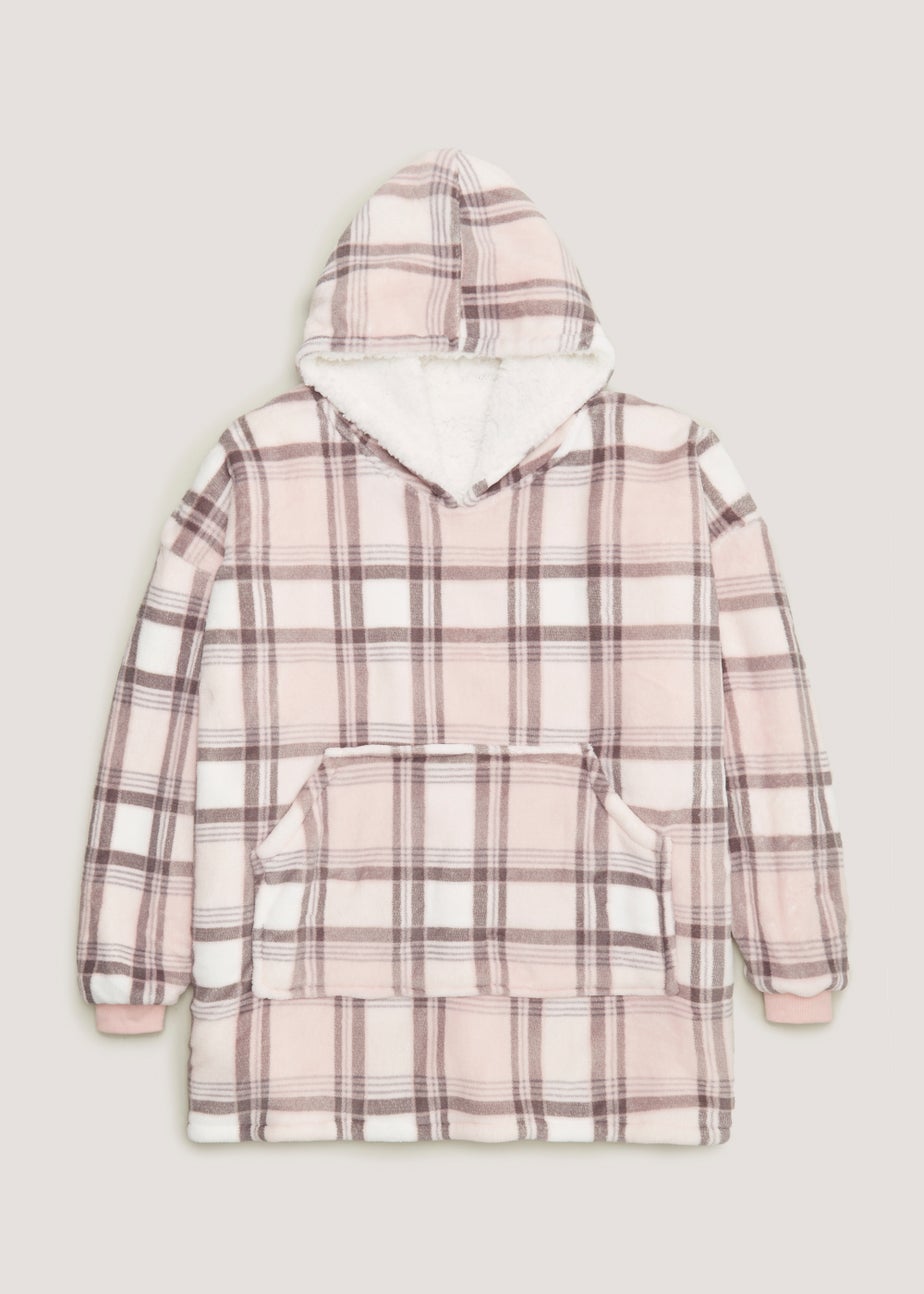 Pink Check Long Snuggle Hoodie (One Size)