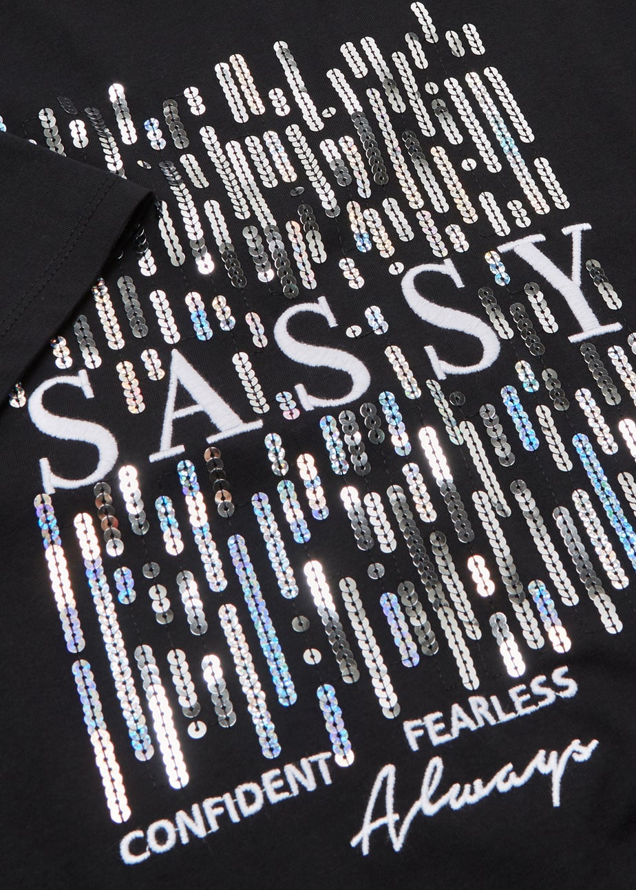 Girls Black Sequin Top (4-13yrs)