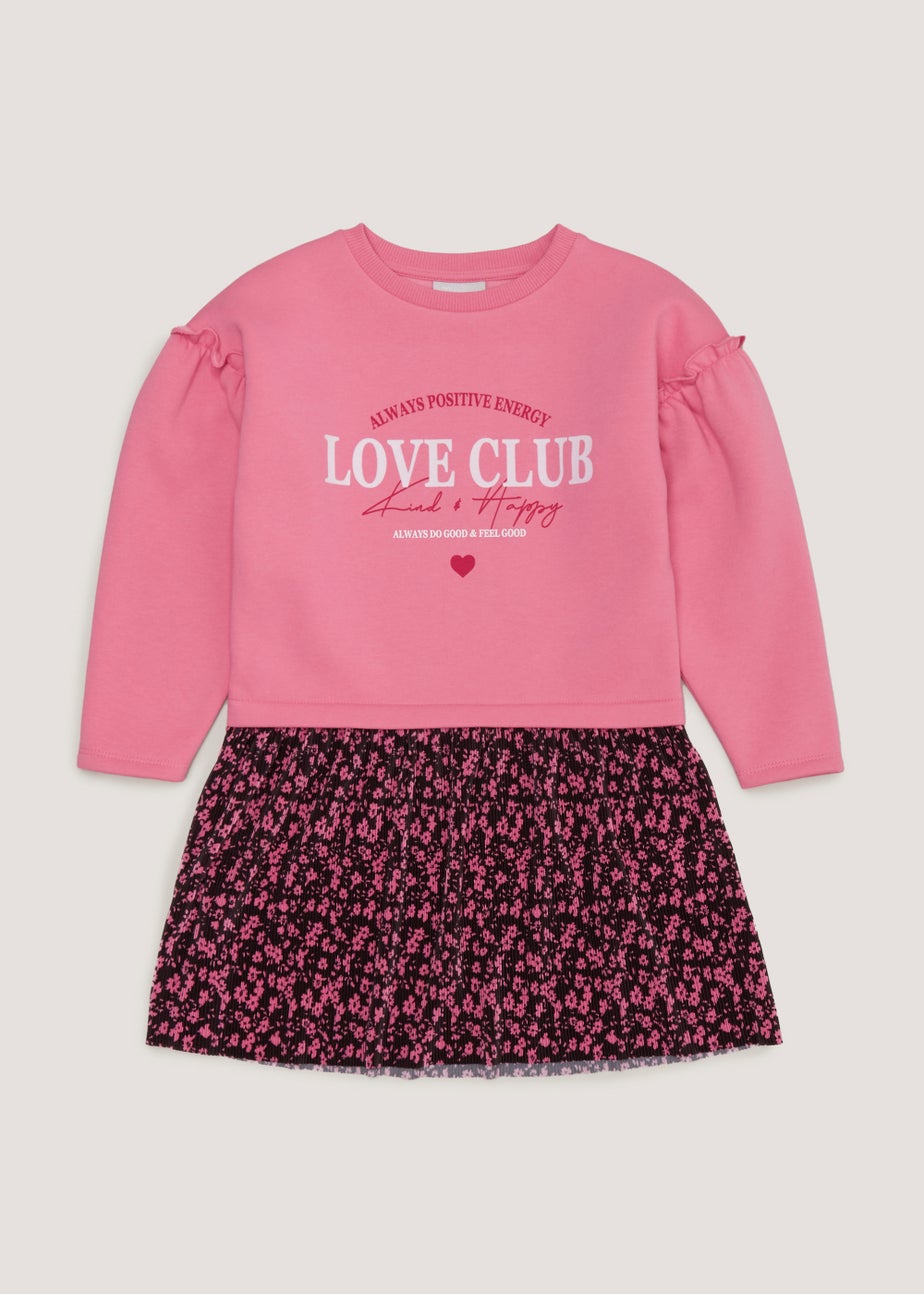 Girls Pink & Black 2 in 1 Jumper Dress (4-13yrs)