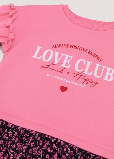 Girls Pink & Black 2 in 1 Jumper Dress (4-13yrs)