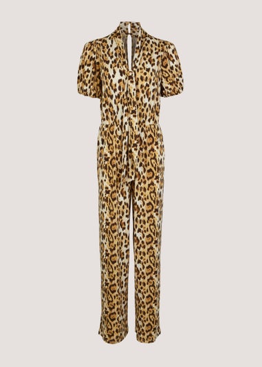Be Beau Brown Leopard Jumpsuit