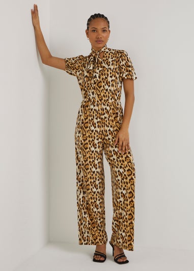 Be Beau Brown Leopard Jumpsuit
