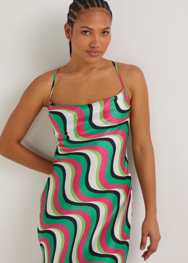 Be Beau Green Swirl Cami Dress