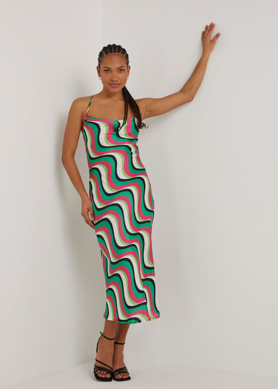 Be Beau Green Swirl Cami Dress