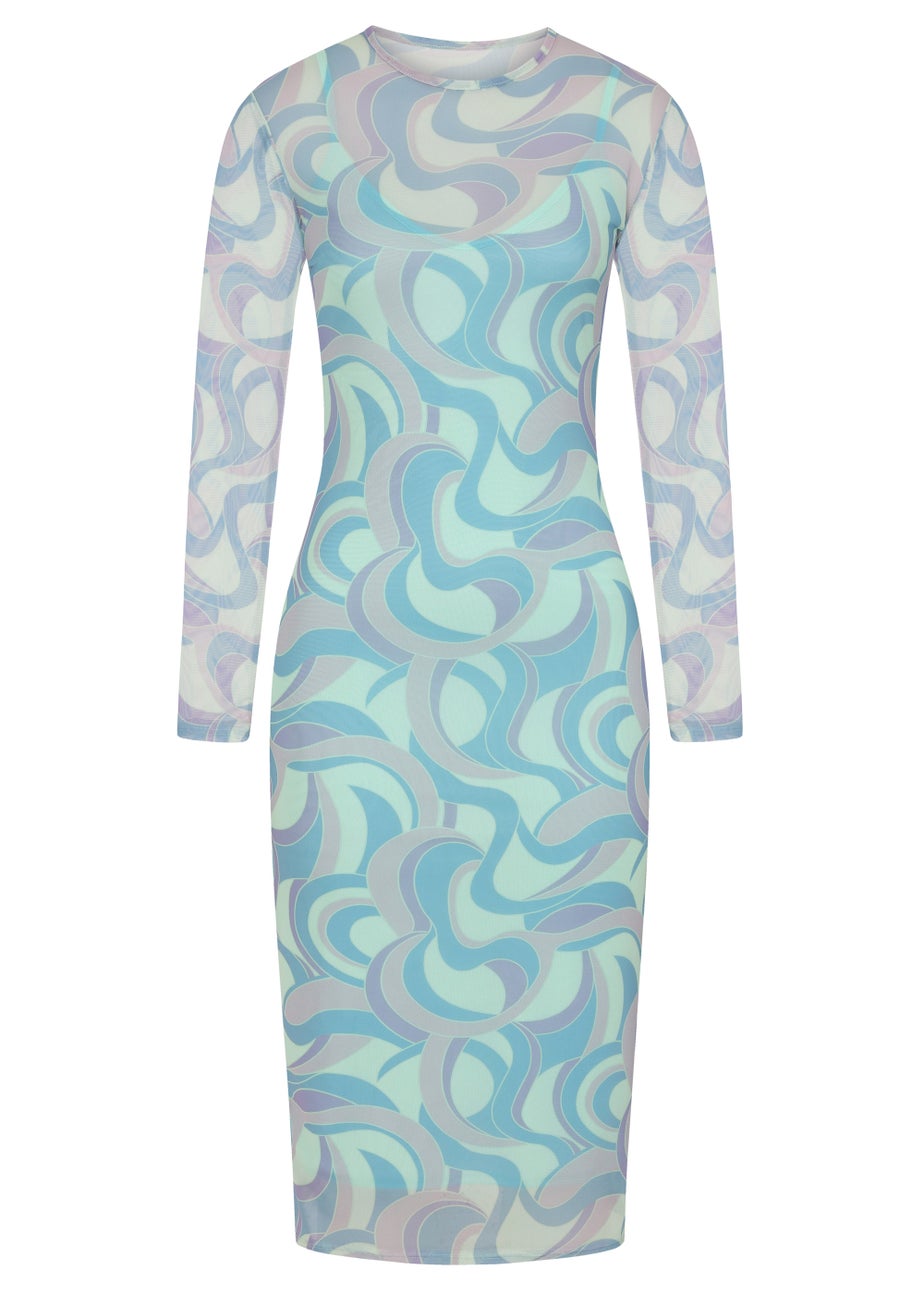 Girls on Film by Dani Dyer Cream Stretch Mesh Midi Dress