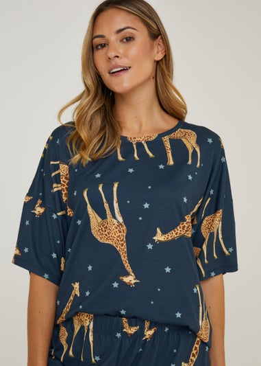 Navy Giraffe Star Pyjama Set