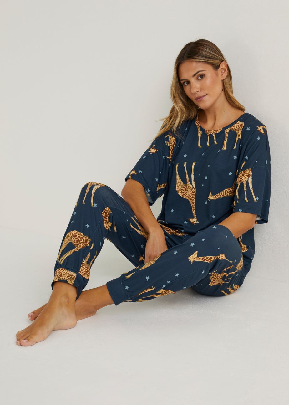 Navy Giraffe Star Pyjama Set