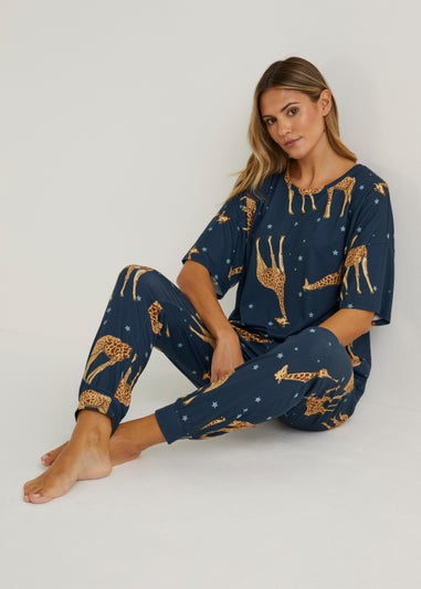 Navy Giraffe Star Pyjama Set