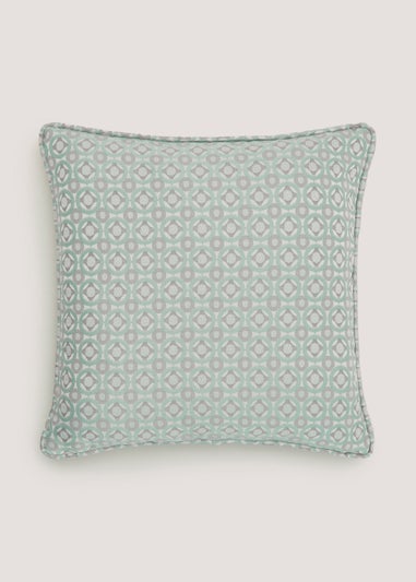 Duck Egg Tile Jacquard Cushion (43cm x 43cm)