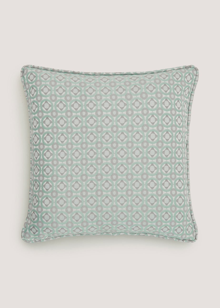 Duck Egg Tile Jacquard Cushion (43cm x 43cm)