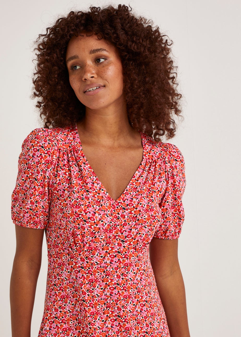 Pink Ditsy Floral Mini Dress