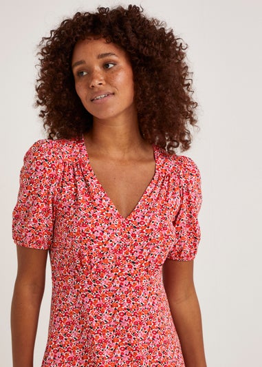 Pink Ditsy Floral Mini Dress