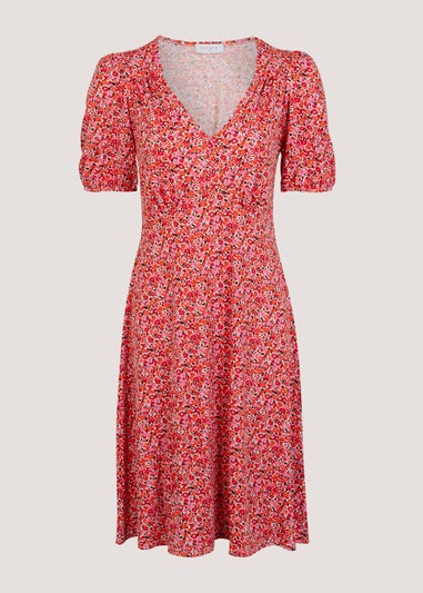 Pink Ditsy Floral Mini Dress